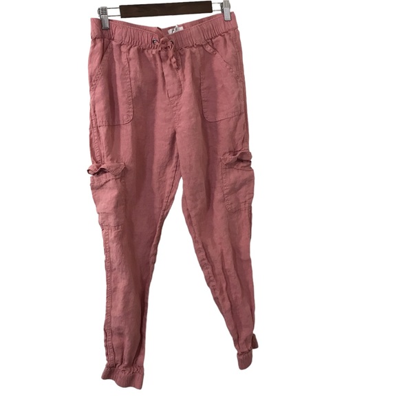 Nicole Miller Pants & Jumpsuits Nicole Miller 0 Linen Blush Pink Cargo Jogger Pants Poshmark